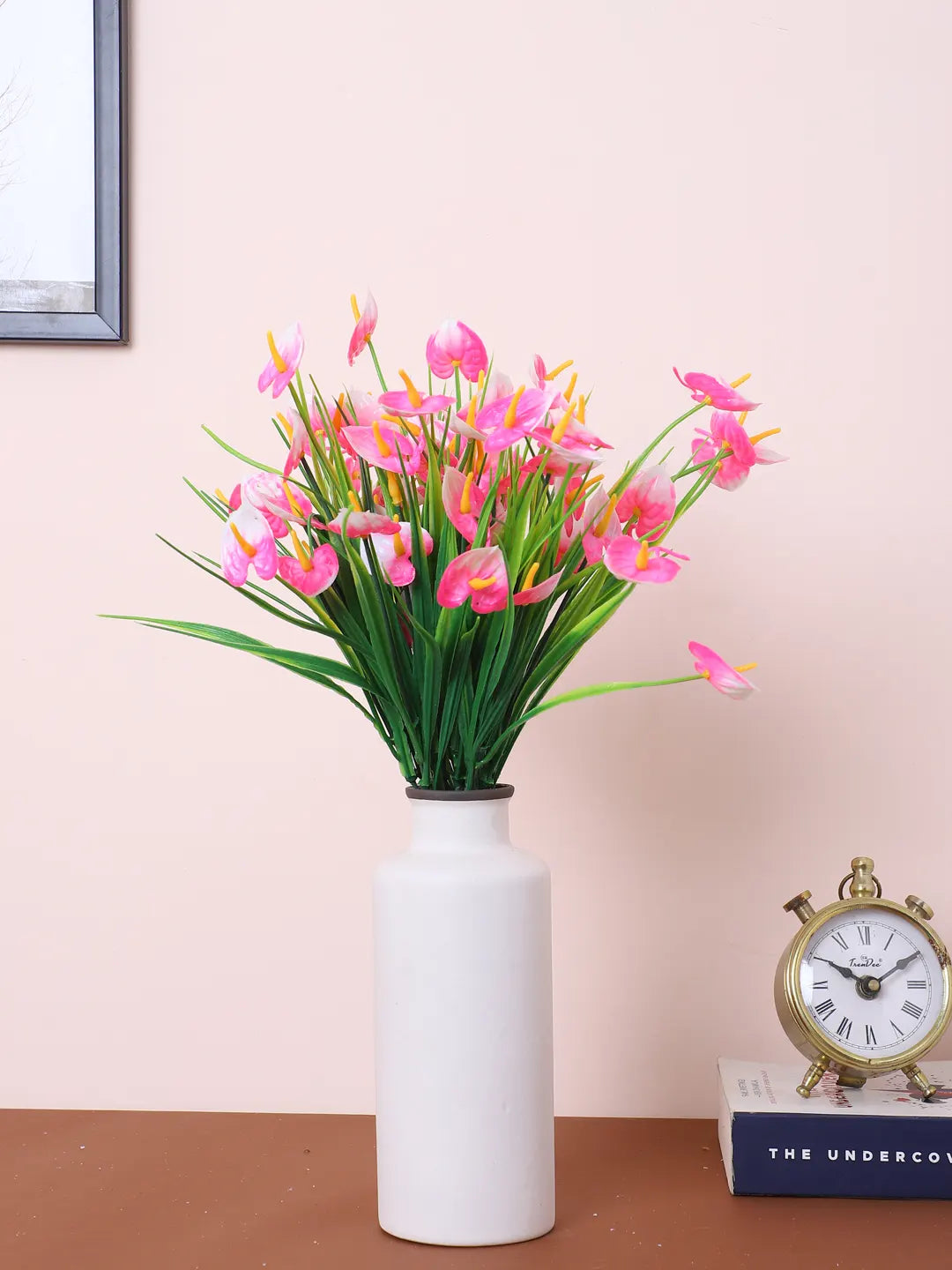 Artificial Calla Lily Flower Bouquets Wedding Floral Arrangement (30 cm Tall, Pack of 3, Pink)
