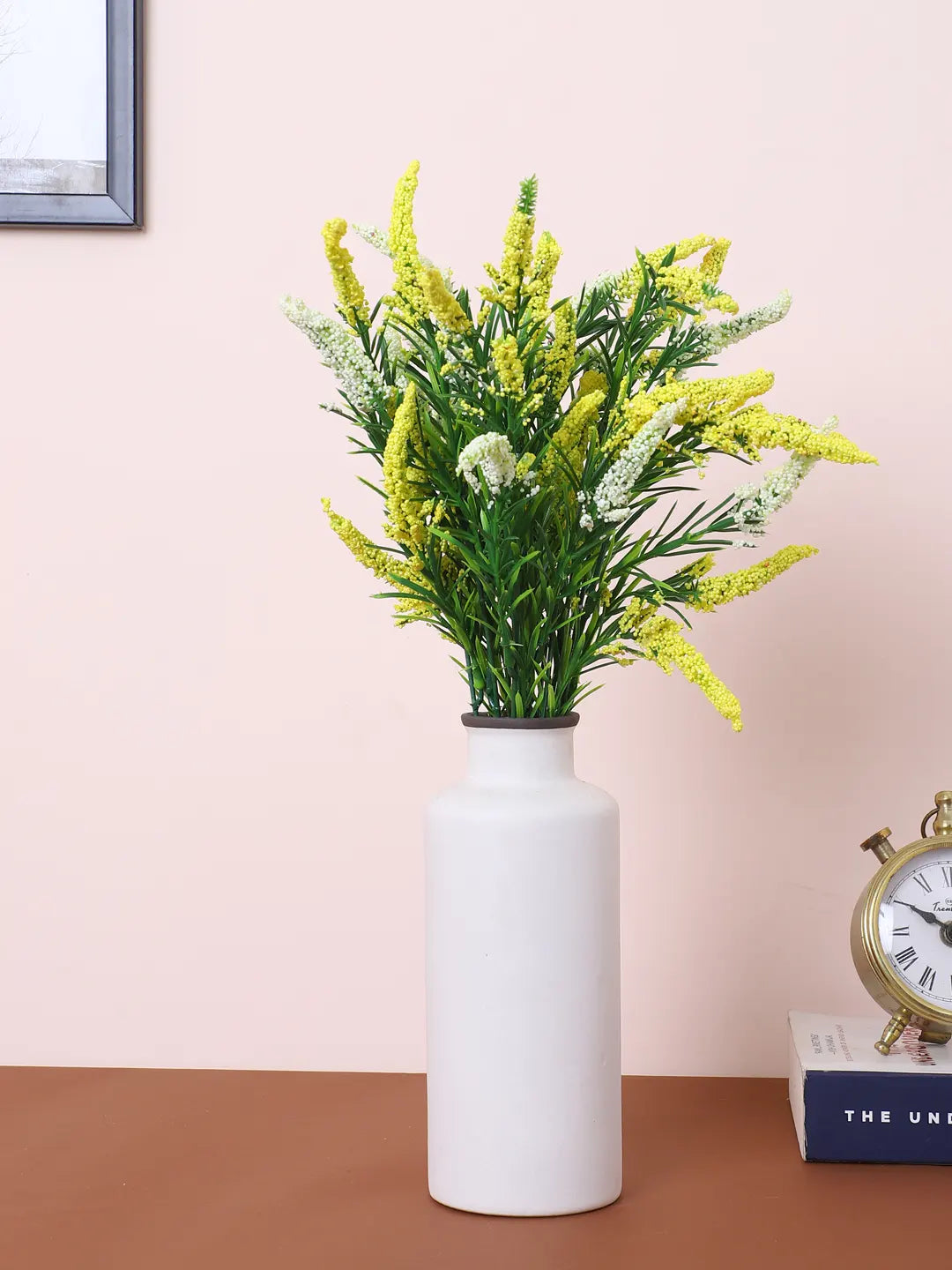 Artificial Hogla Flower for Vase Wedding Floral Arrangement (34 cm Tall, Pack of 3, Yellow)