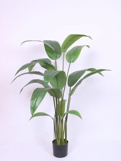 Artificial Birds of Paradise &amp; Banana Plant with Basic Black Pot - 150 cm Tall