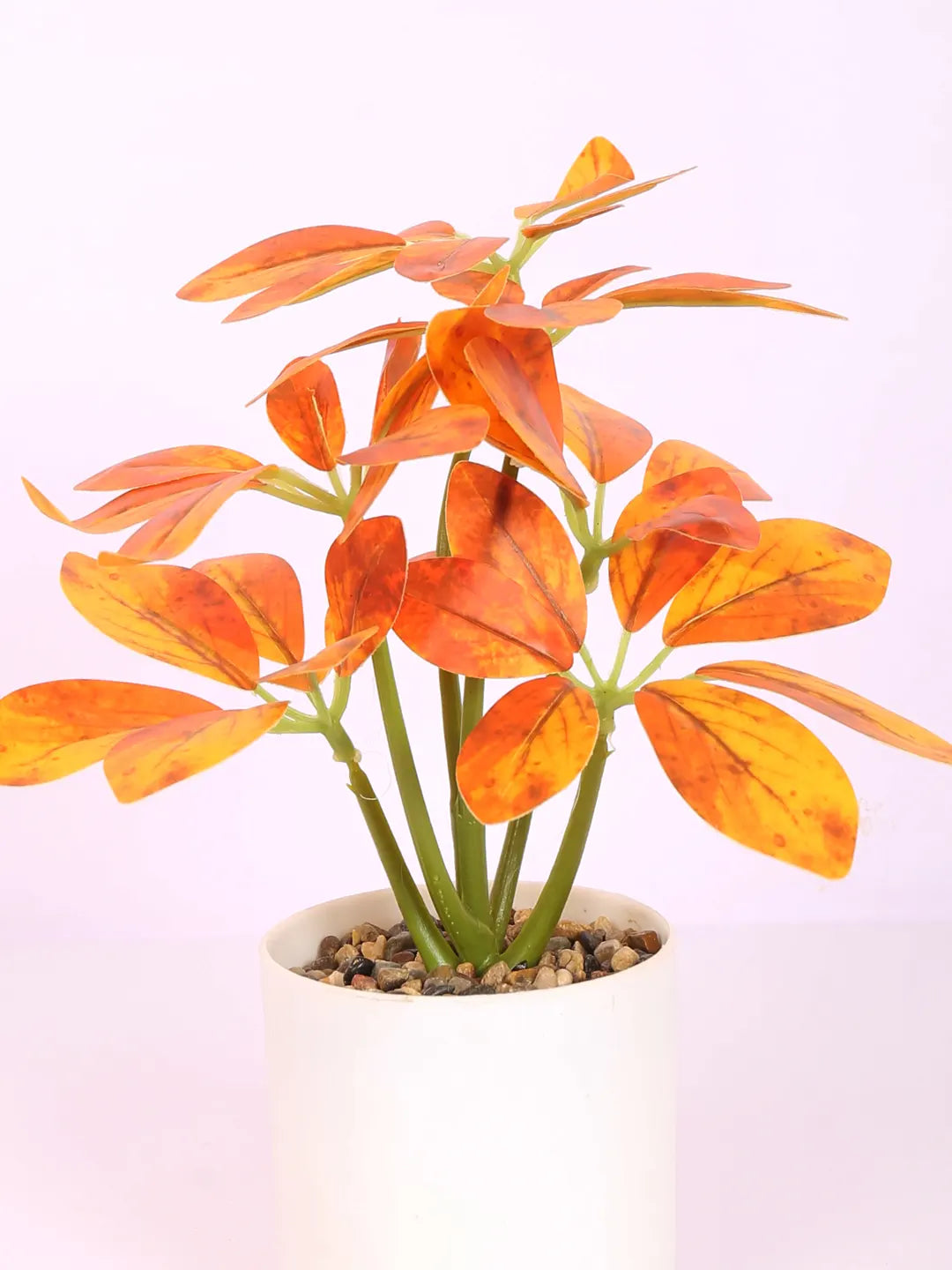 Artificial Schefflera Plants With Pot (22 cm Tall, Orange)