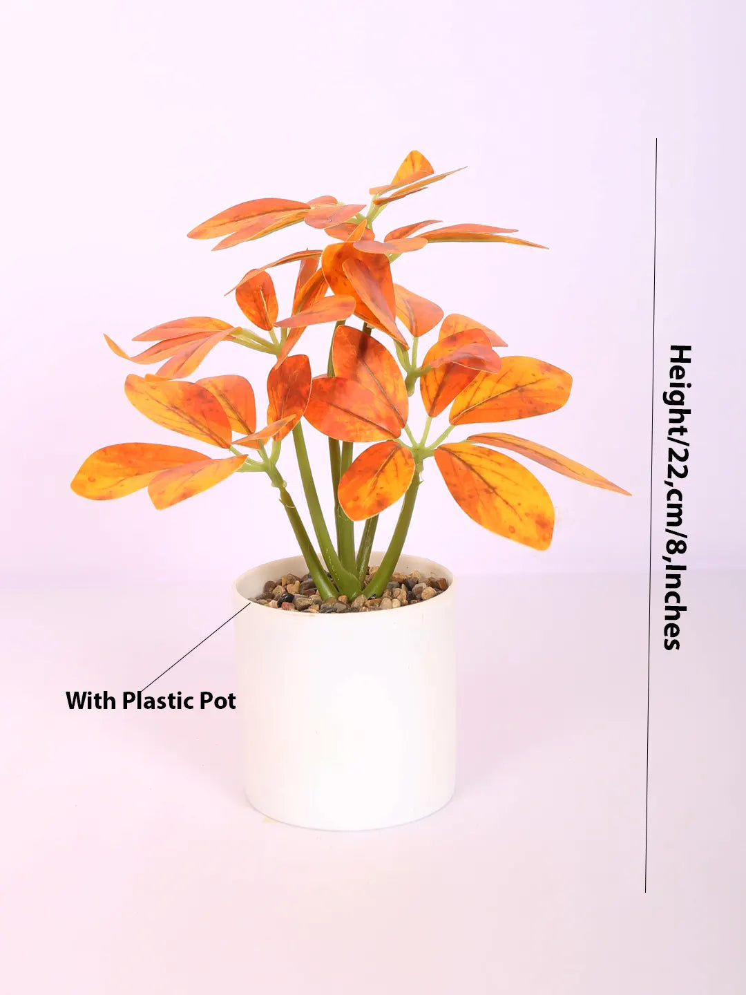 Artificial Schefflera Plants With Pot (22 cm Tall, Orange)
