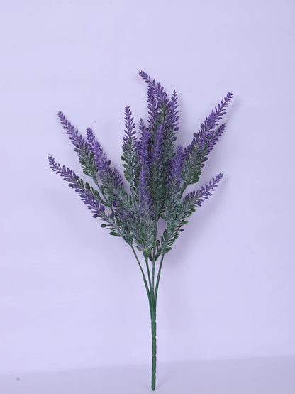 Artificial Lavender Flowers Faux Plants for Vase Pot Home Décor Wedding Kitchen Garden (Pack of 3, Blue)