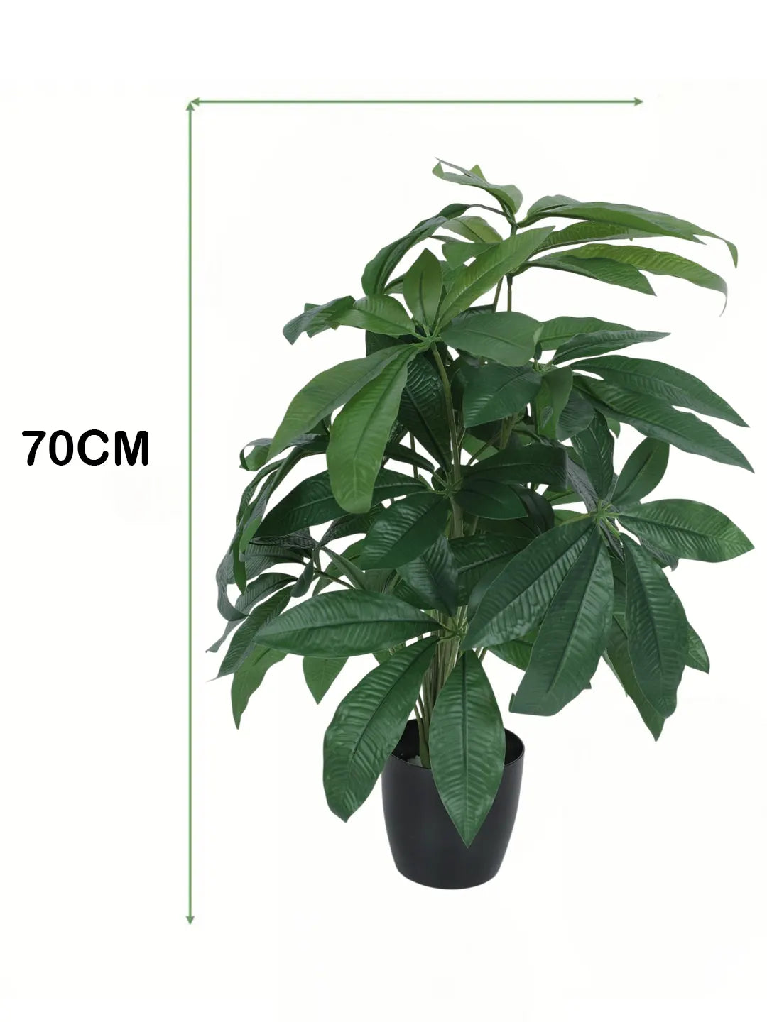 Artificial Pachira Leaf Plants for with Pot (18 Leaves, 65 cm Tall, Green)