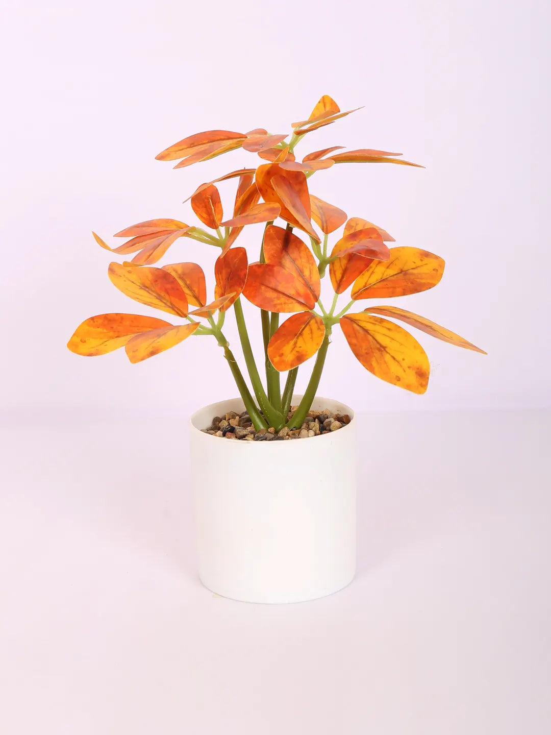 Artificial Schefflera Plants With Pot (22 cm Tall, Orange)