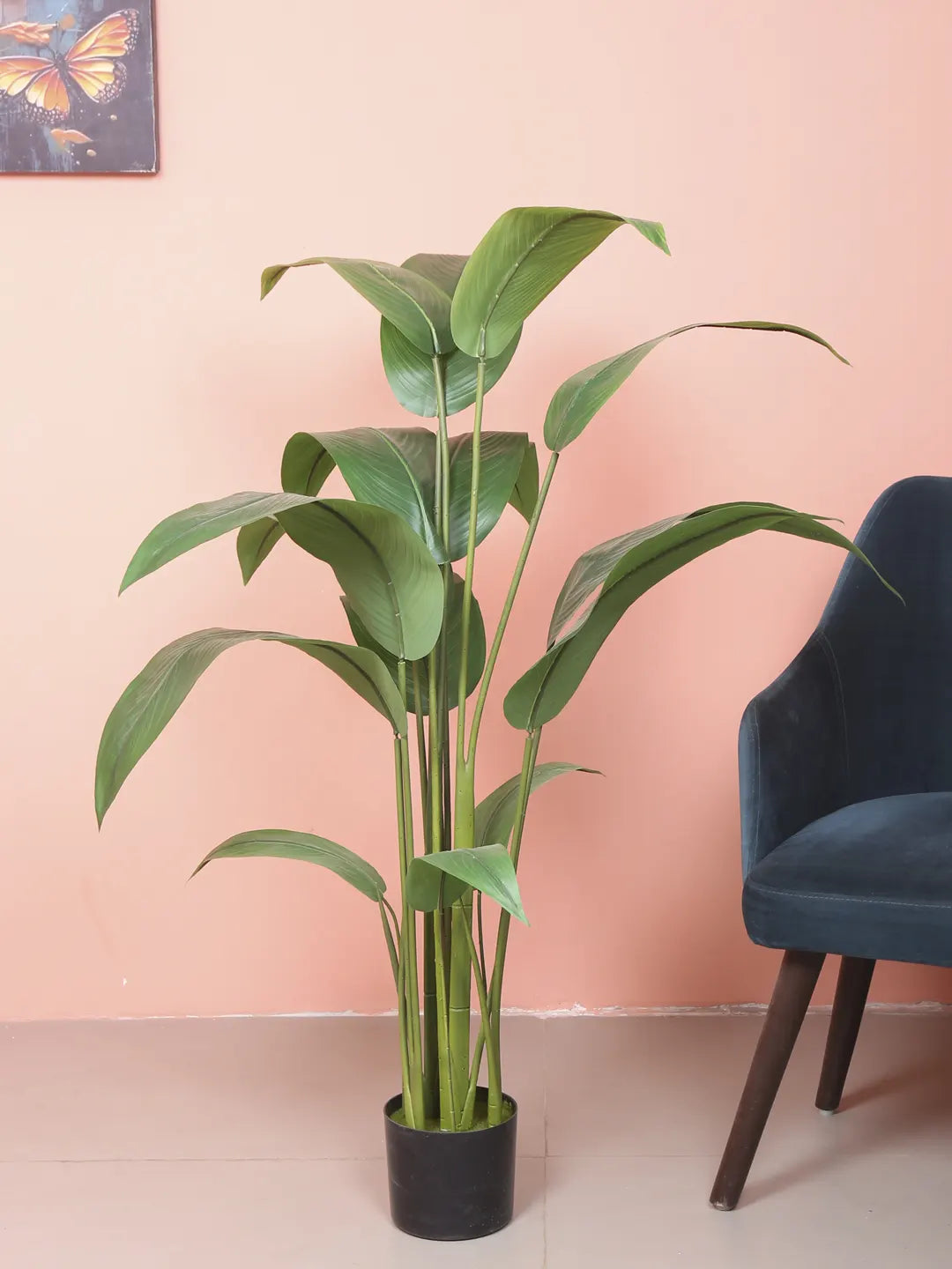 Artificial Birds of Paradise &amp; Banana Plant with Basic Black Pot - 150 cm Tall