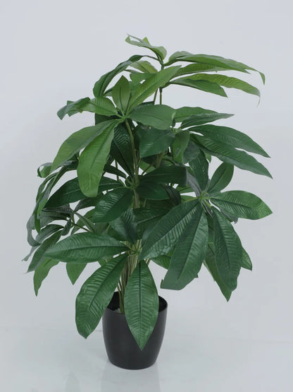 Artificial Pachira Leaf Plants for with Pot (18 Leaves, 65 cm Tall, Green)