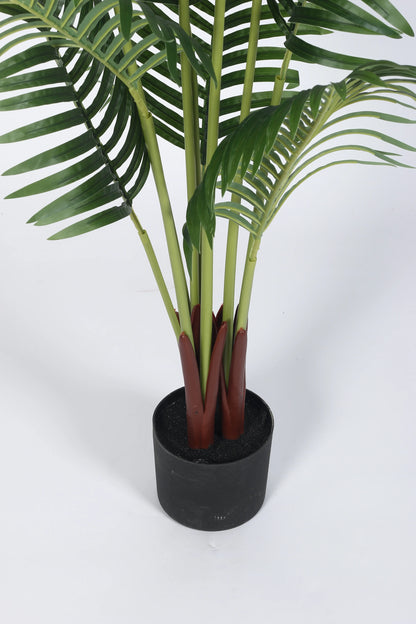 Artificial Lush Green Areca Palm Plants with Basic Black Pot - 4.2 Feet Tall