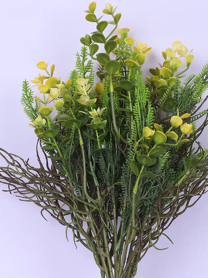 Artificial Eucalyptus Bouquets for Wedding Floral Arrangement (40 cm Tall, Without Pot, Pack of 3, Multicolor)