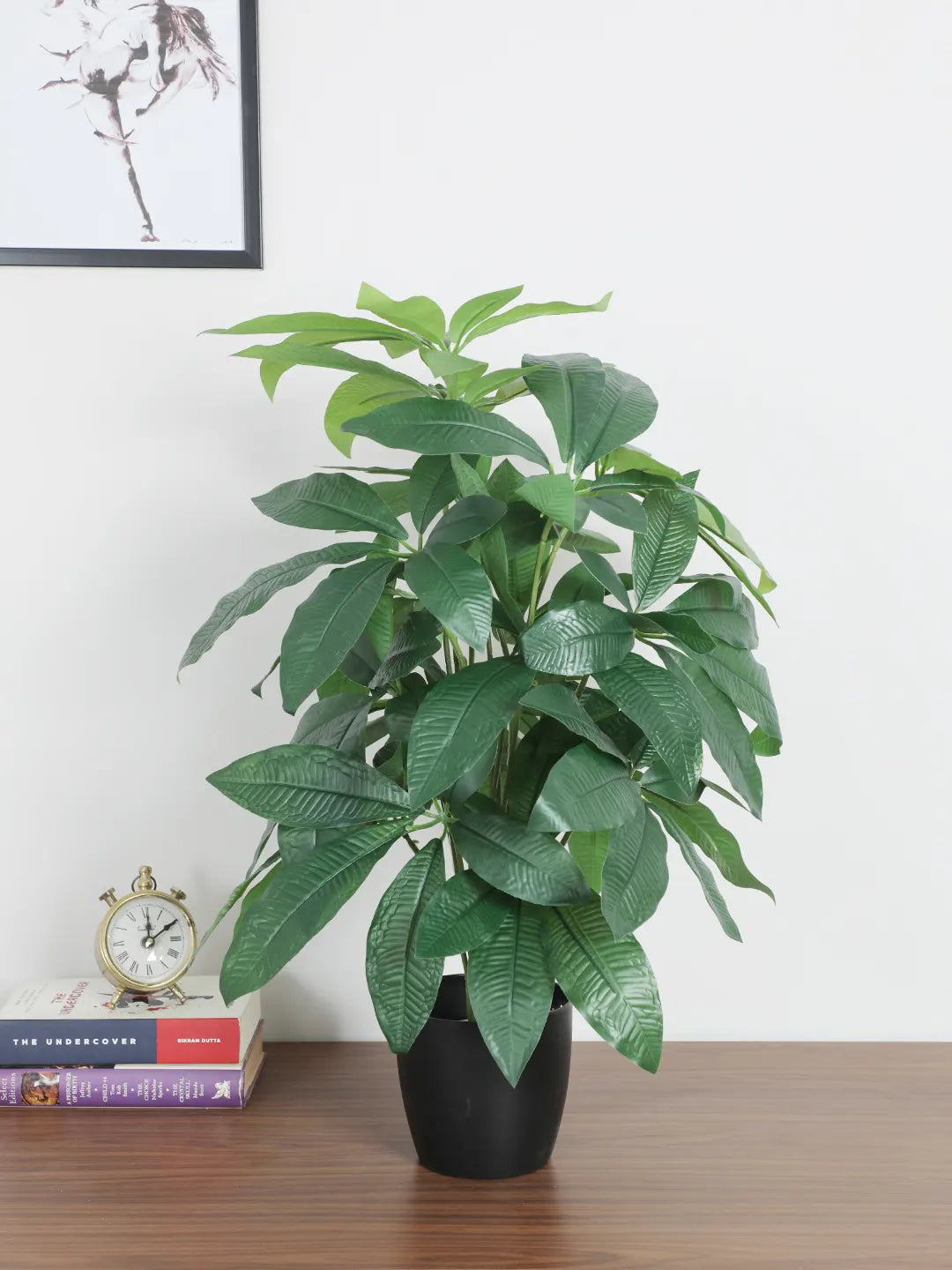 Artificial Pachira Leaf Plants for with Pot (18 Leaves, 65 cm Tall, Green)