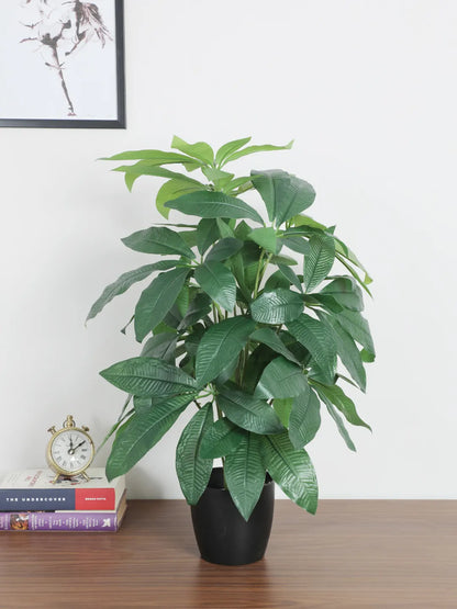 Artificial Pachira Leaf Plants for with Pot (18 Leaves, 65 cm Tall, Green)