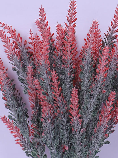 Artificial Lavender Flowers Faux Plants for Vase Pot Home Décor Wedding Kitchen Garden (Pack of 3, Red)