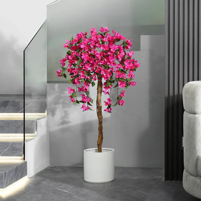 Artificial Bougainvillea Flowers Plants with Pot -150 cm Tall, Green/Pink