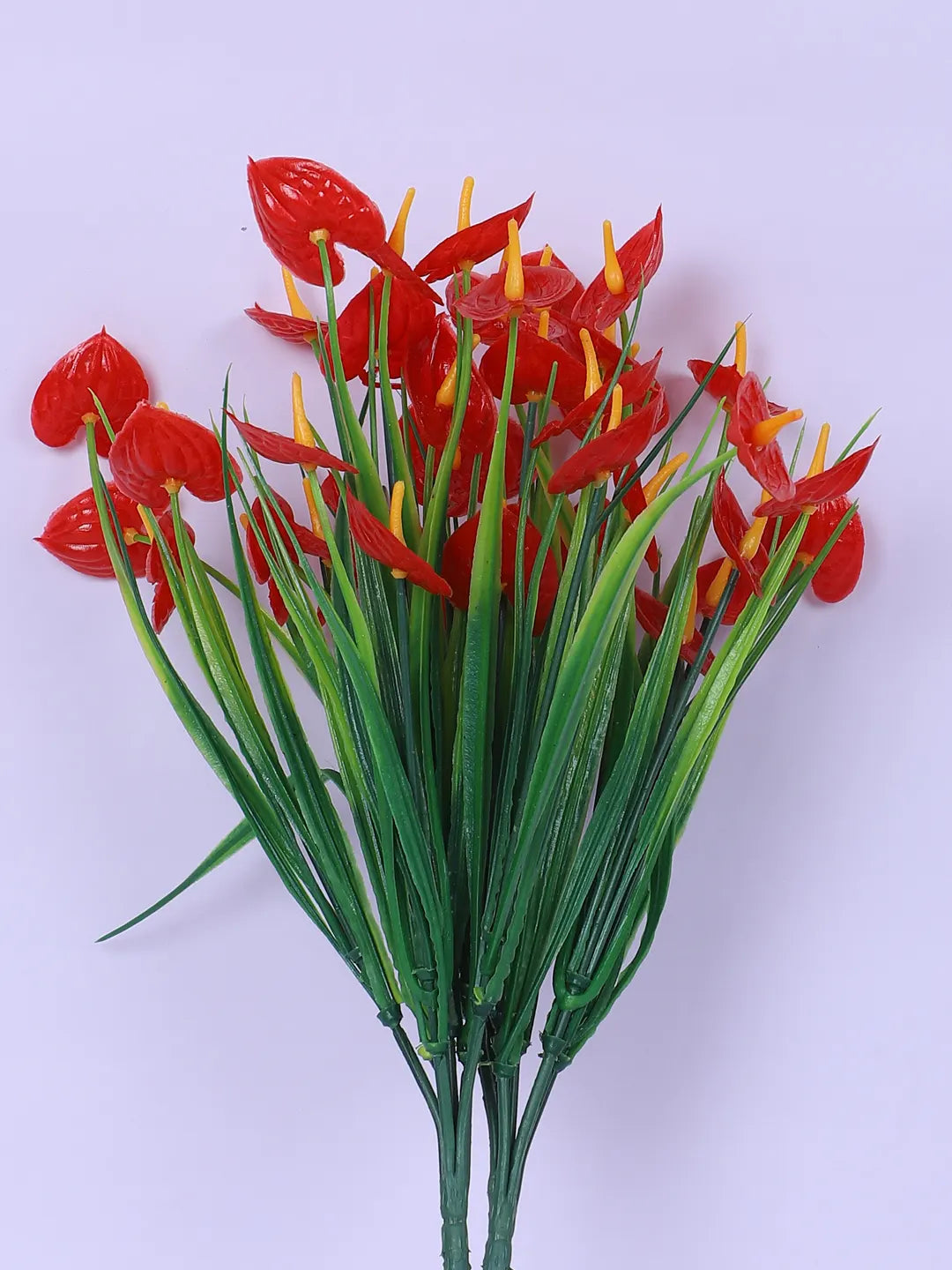 Artificial Calla Lily Flower Bouquets Wedding Floral Arrangement (30 cm Tall, Pack of 3, Red)