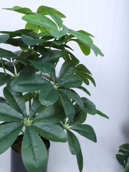 Artificial Schefflera Leaf Plants for with Pot (18 Leaves, 65 cm Tall, Green)