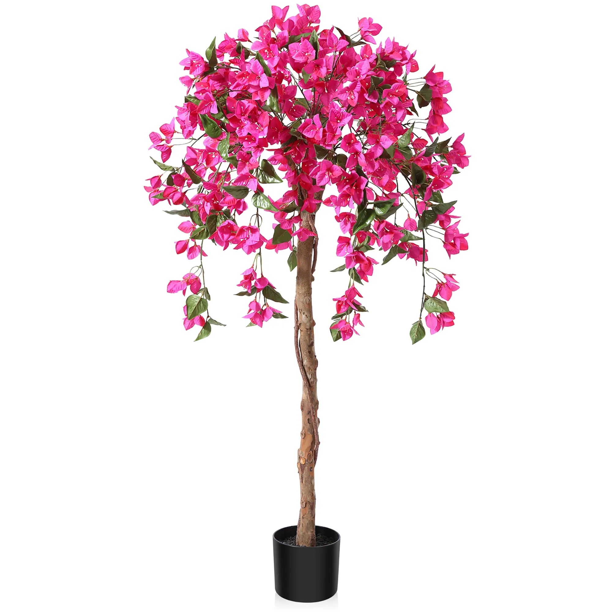 Artificial Bougainvillea Flowers Plants with Pot -150 cm Tall, Green/Pink