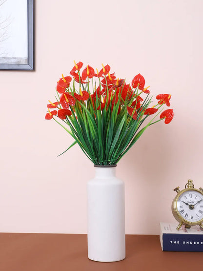 Artificial Calla Lily Flower Bouquets Wedding Floral Arrangement (30 cm Tall, Pack of 3, Red)