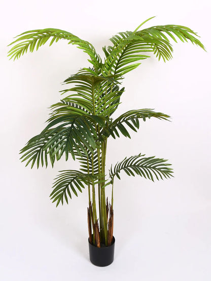 Artificial Lush Green Areca Palm Plants with Basic Black Pot - 5 Feet tall