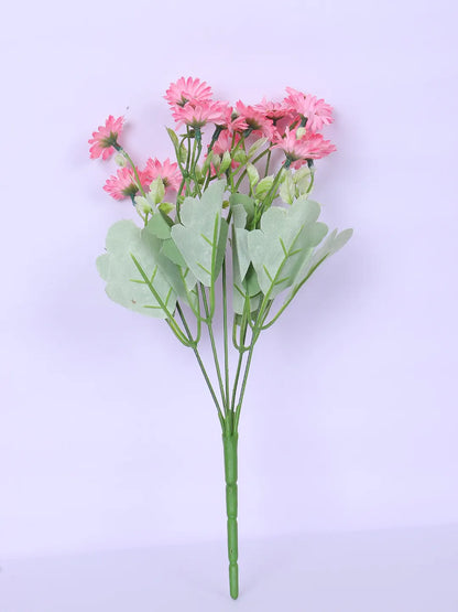 Artificial Daisy Flower Bouquets Wedding Floral Arrangement (32 cm Tall, Pack of 3, Dark/Pink)