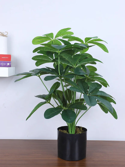Artificial Schefflera Leaf Plants for with Pot (18 Leaves, 65 cm Tall, Green)