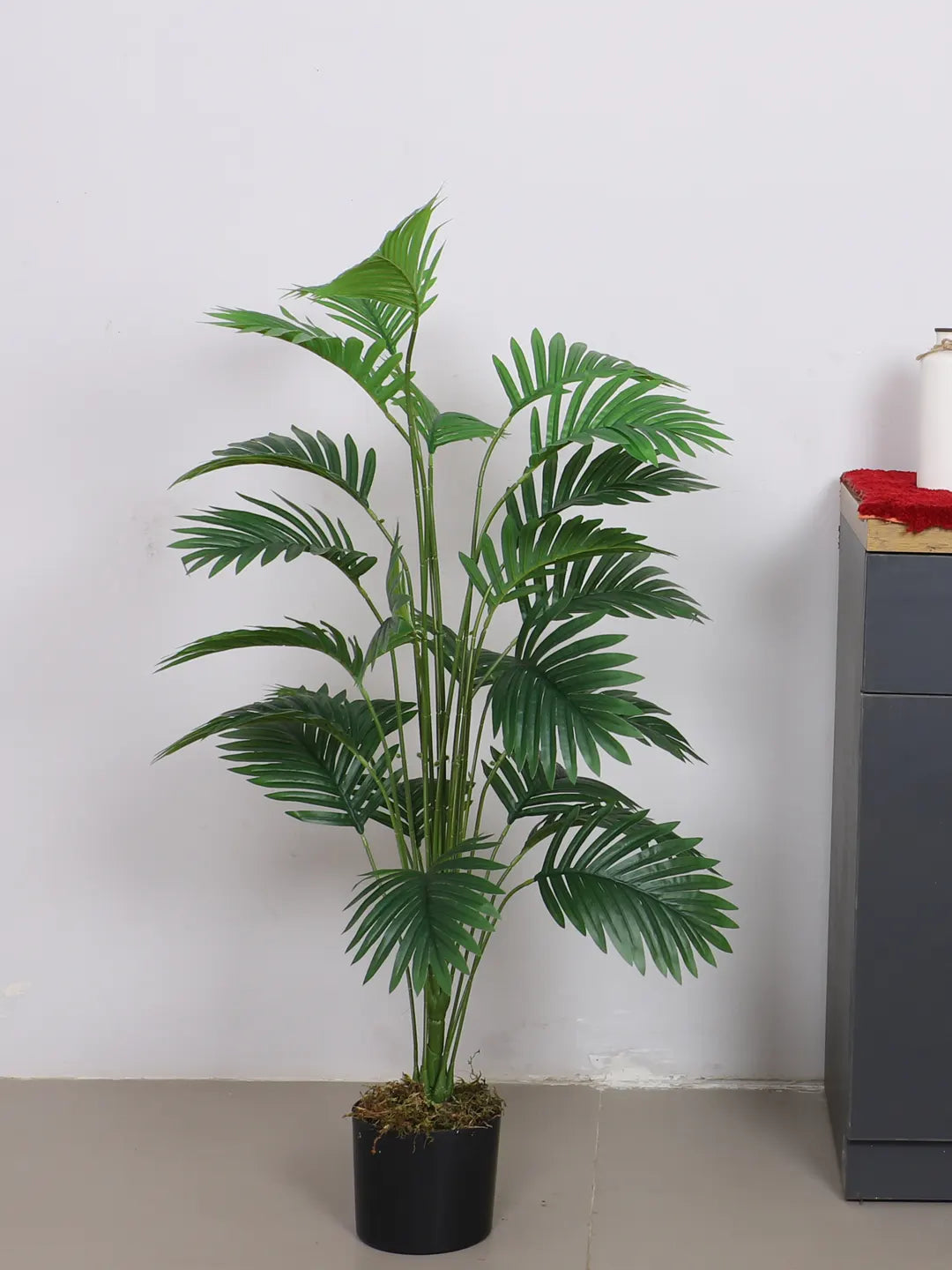 Artificial Tropical Areca Plant with Basic Black Pot (100 cm Tall, Green)