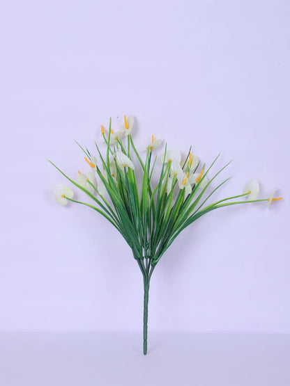 Artificial Calla Lily Flower Bouquets Wedding Floral Arrangement (30 cm Tall, Pack of 3, White)