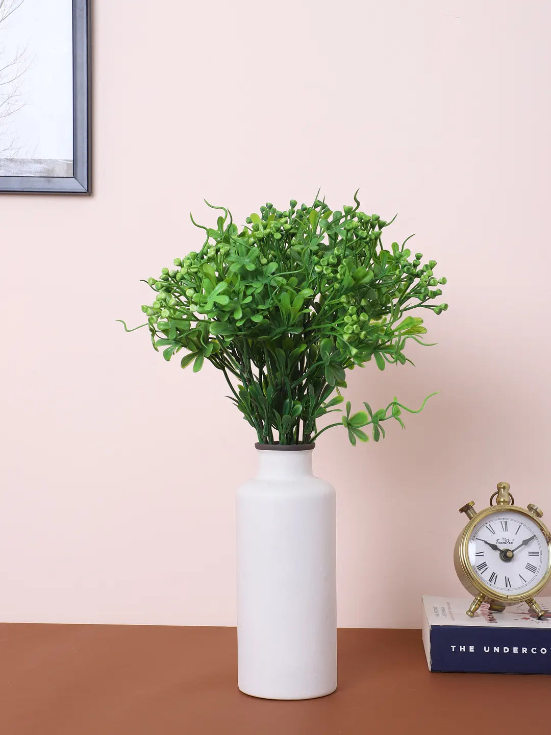 Artificial Green Bouquets for Wedding Floral Arrangement (40 cm Tall, Without Pot, Pack of 3, Multicolor)