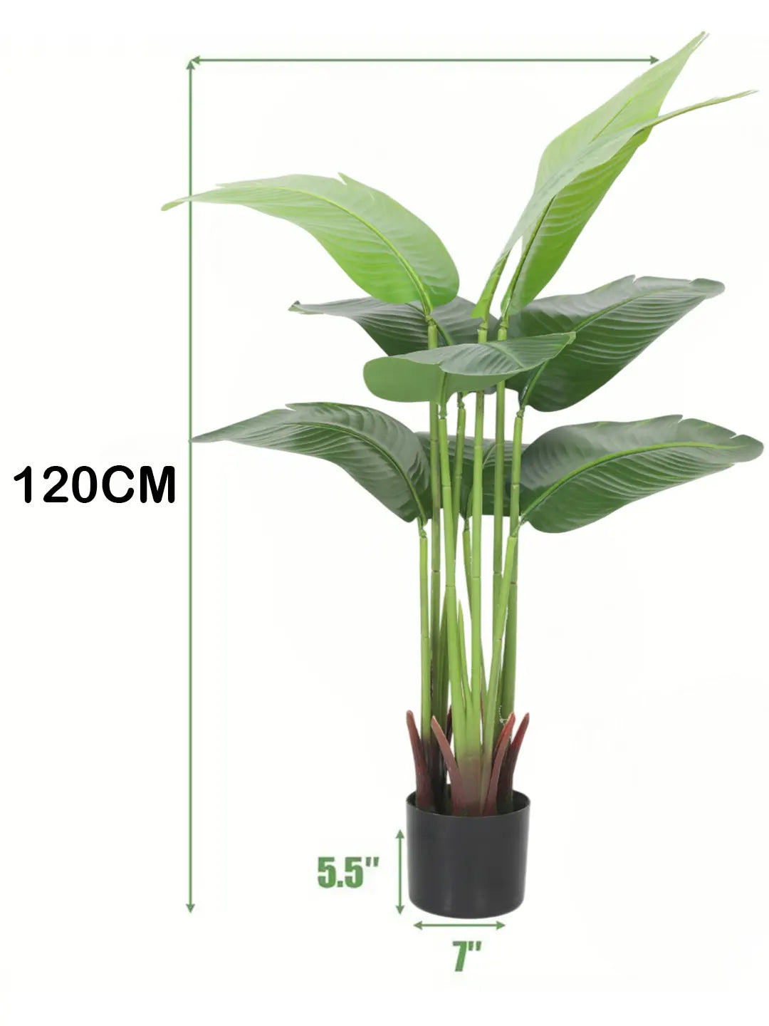 Artificial Banana Palm Plant with Basic Black Pot - 4 feet Green