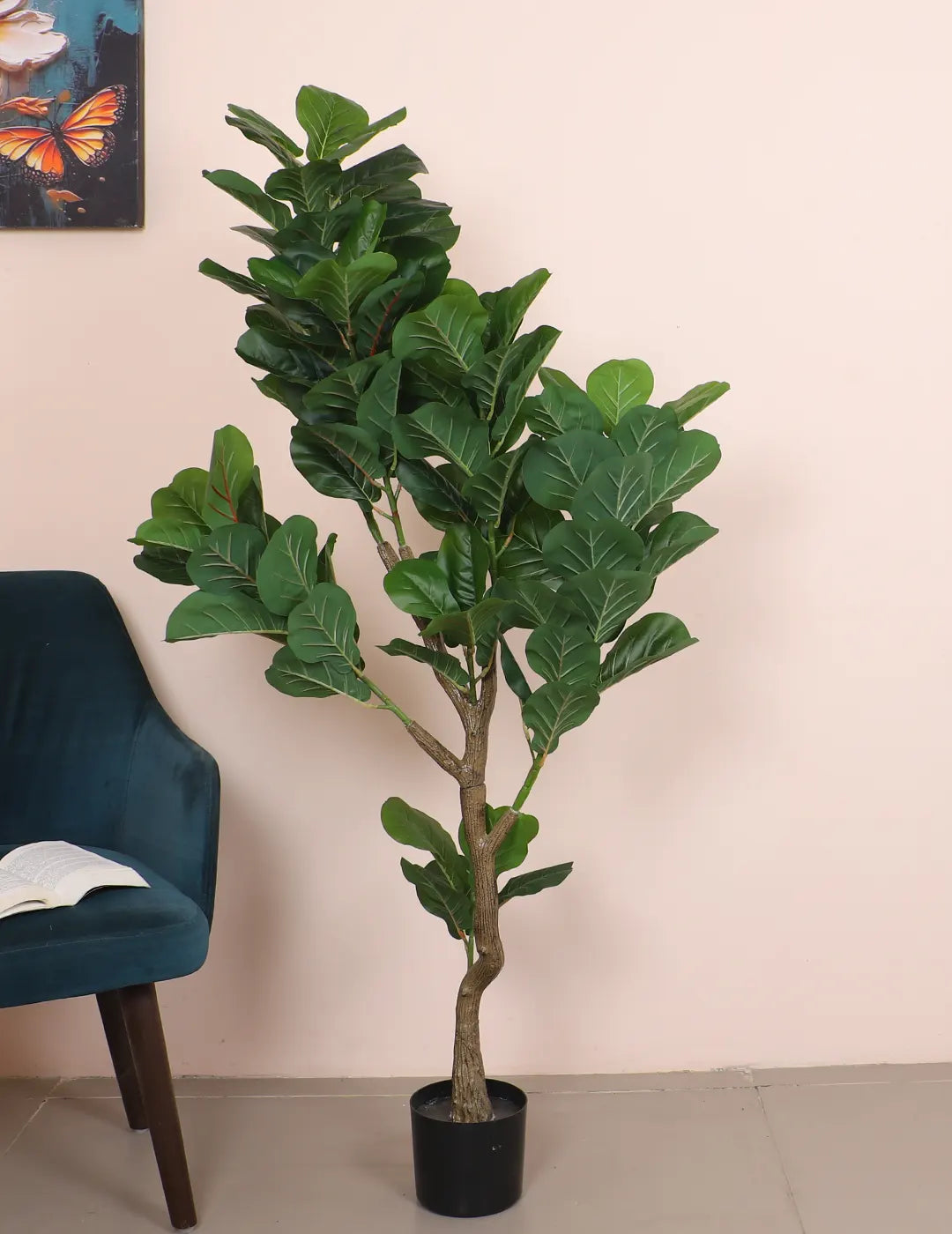 Artificial Fiddle Leaf Fig Plant with Basic Black Pot - 150 cm tall -Green