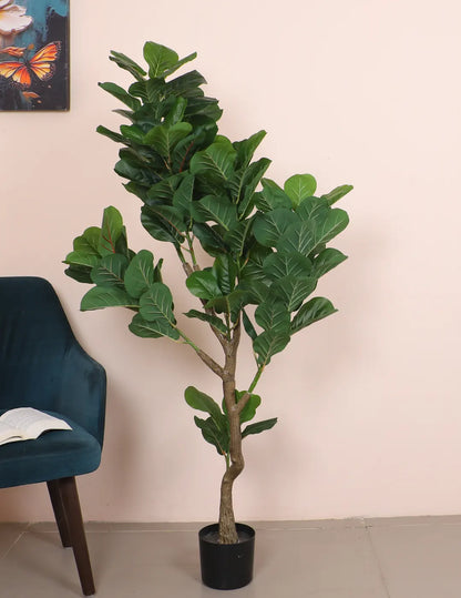 Artificial Fiddle Leaf Fig Plant with Basic Black Pot - 150 cm tall -Green