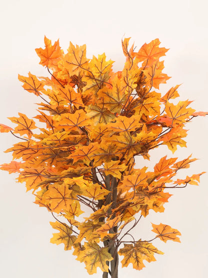 Artificial Maple Plant with Basic Black Pot - 130 cm Tall Orange