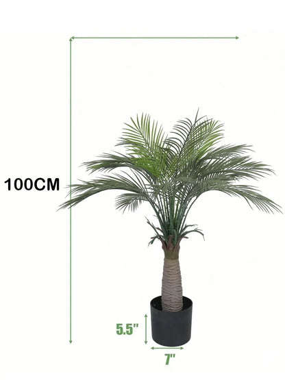 Artificial Tropical Bottle Areca Palm Plant with Basic Black Pot (100 cm Tall, Green)