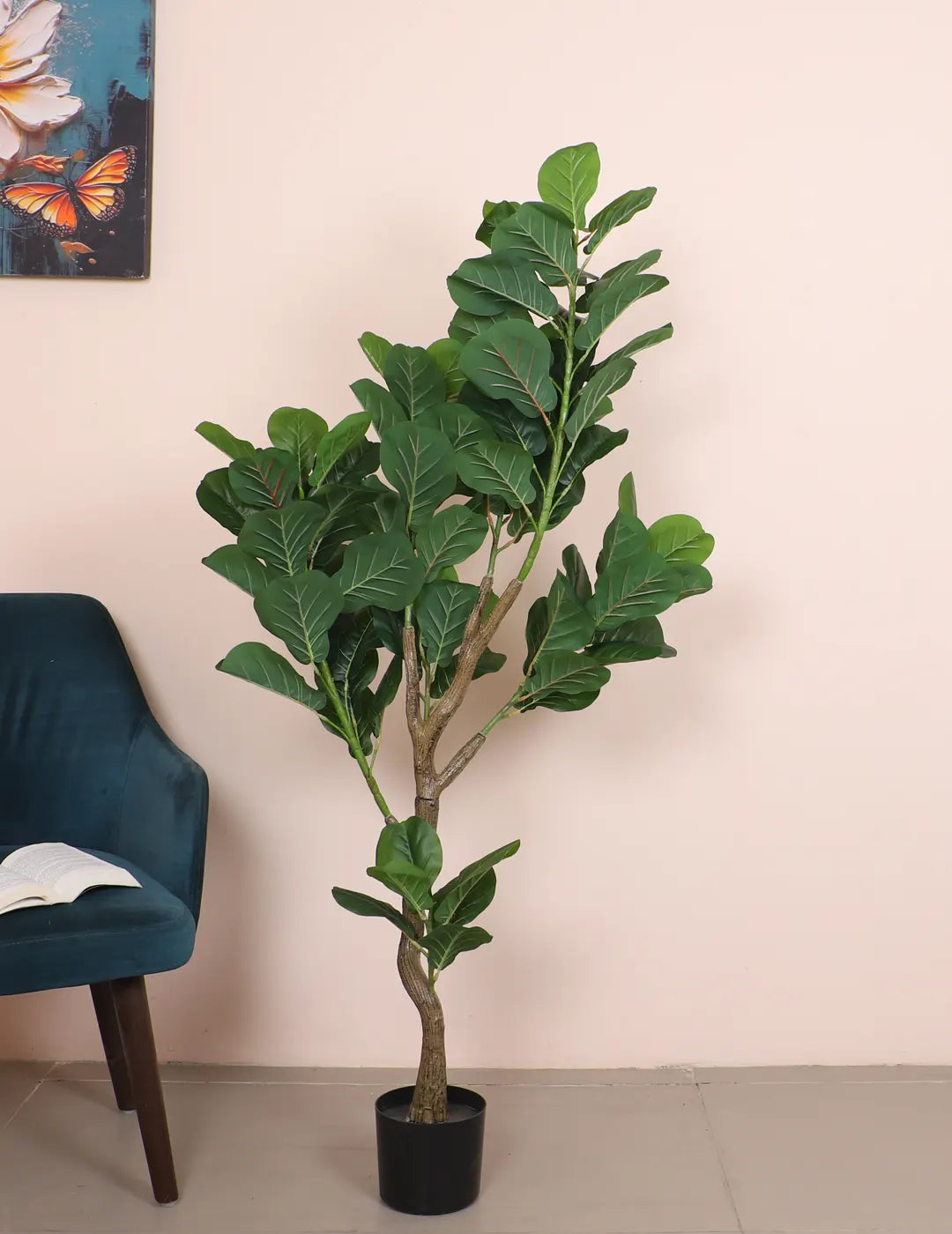 Artificial Fiddle Leaf Fig Plant with Basic Black Pot - 150 cm tall -Green