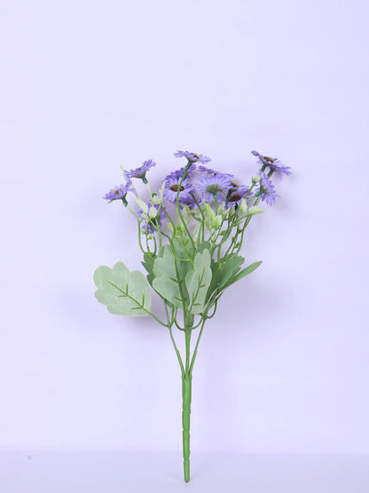 Artificial Daisy Flower Bouquets Wedding Floral Arrangement (32 cm Tall, Pack of 3, Blue)