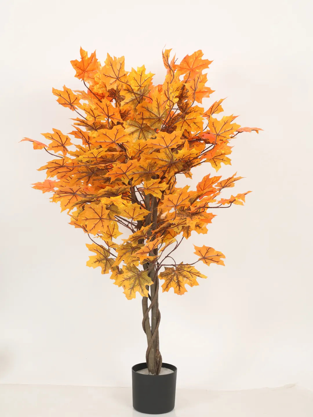 Artificial Maple Plant with Basic Black Pot - 130 cm Tall Orange