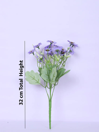 Artificial Daisy Flower Bouquets Wedding Floral Arrangement (32 cm Tall, Pack of 3, Blue)