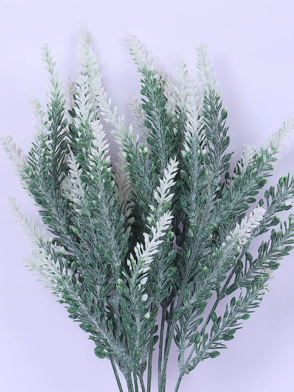 Artificial Lavender Flowers Faux Plants for Vase Pot Home Décor Wedding Kitchen Garden (Pack of 3, White)