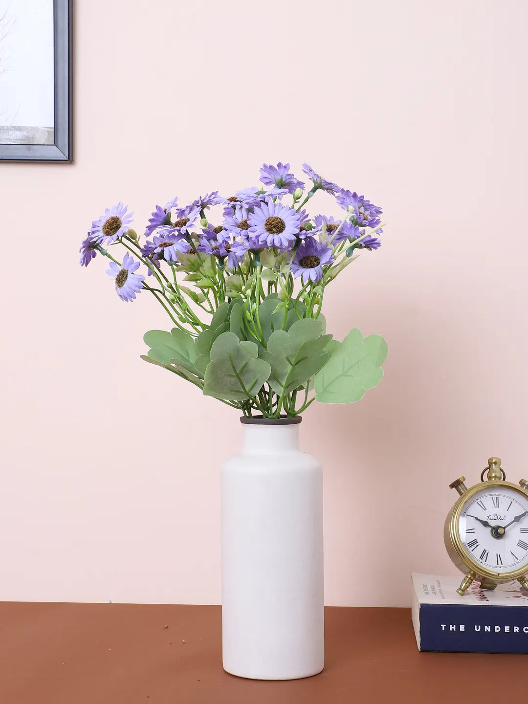Artificial Daisy Flower Bouquets Wedding Floral Arrangement (32 cm Tall, Pack of 3, Blue)