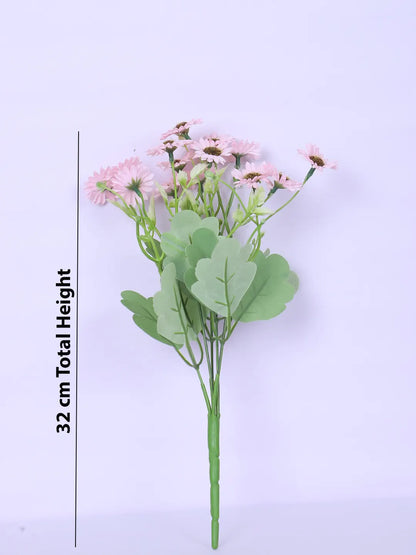 Artificial Daisy Flower Bouquets Wedding Floral Arrangement (32 cm Tall, Pack of 3, Pink)