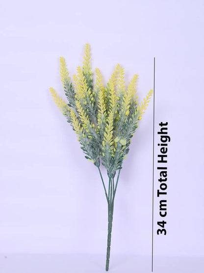 Artificial Lavender Flowers Faux Plants for Vase Pot Home Décor Wedding Kitchen Garden (Pack of 3, Yellow)