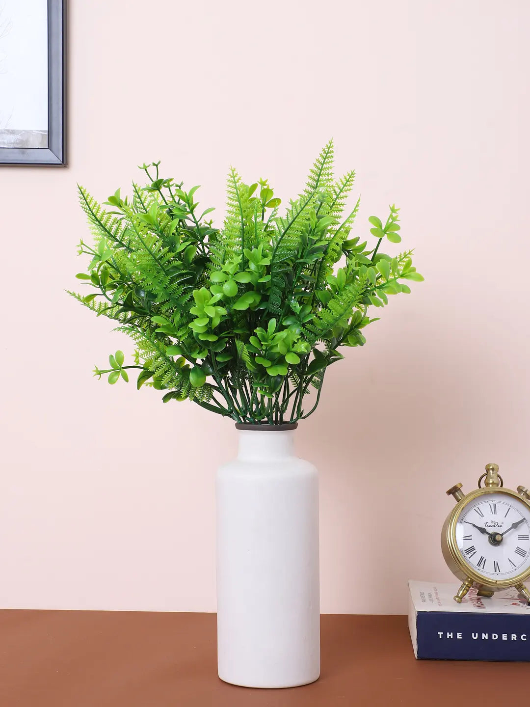 Artificial Green Eucalyptus Bouquets For Wedding Floral Arrangement (34 cm Tall, Pack of 3, Green)