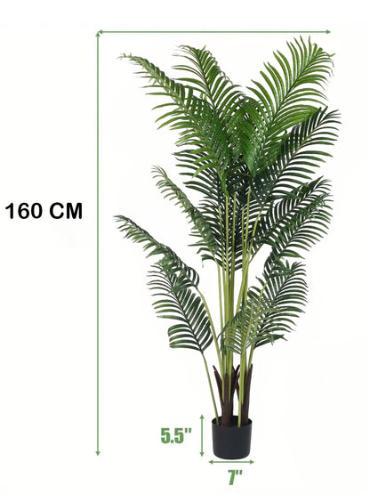 Artificial Lush Green Areca Palm Plants with Basic Black Pot - 160 cm Tall