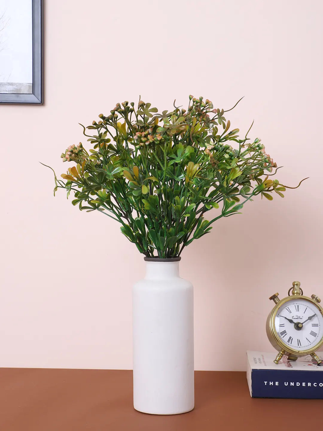 Artificial Green Bouquets for Wedding Floral Arrangement (40 cm Tall, Without Pot, Pack of 3, Multicolor)