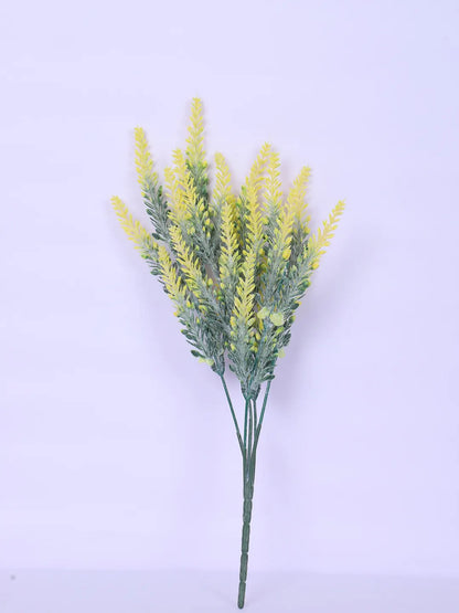 Artificial Lavender Flowers Faux Plants for Vase Pot Home Décor Wedding Kitchen Garden (Pack of 3, Yellow)