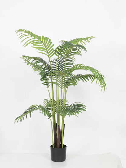 Artificial Lush Green Areca Palm Plants with Basic Black Pot - 5 Feet