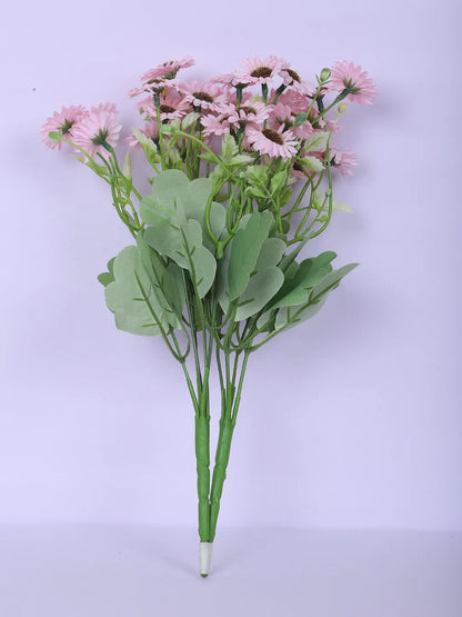 Artificial Daisy Flower Bouquets Wedding Floral Arrangement (32 cm Tall, Pack of 3, Pink)