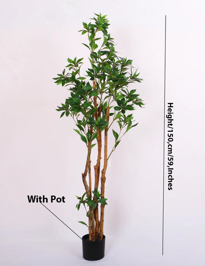 Artificial Midas Ruscus Lush Plant with Basic Black Pot - 5 Feet Tall