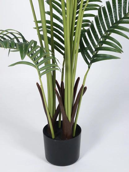 Artificial Lush Green Areca Palm Plants with Basic Black Pot - 5 Feet