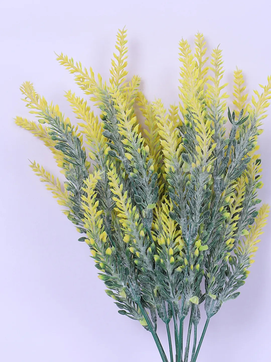 Artificial Lavender Flowers Faux Plants for Vase Pot Home Décor Wedding Kitchen Garden (Pack of 3, Yellow)