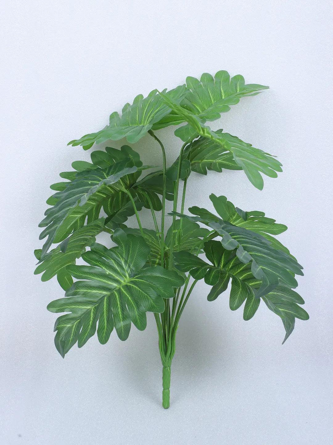 Artificial Miniature PVC Silk Philodendron Leaf Green Floor Plant with Pot (12 Leaves, 55 cm Tall, Green)