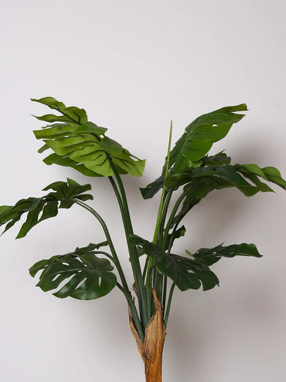 Artificial Midas Monstera Plant with Basic Black Pot - 120 cm Tall, Green